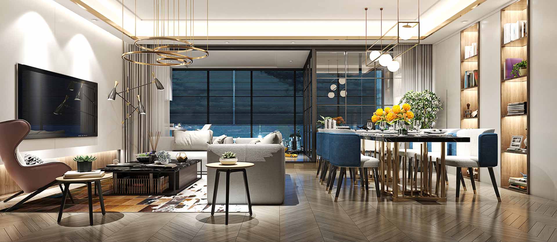 kitchen with nice upscale lighting